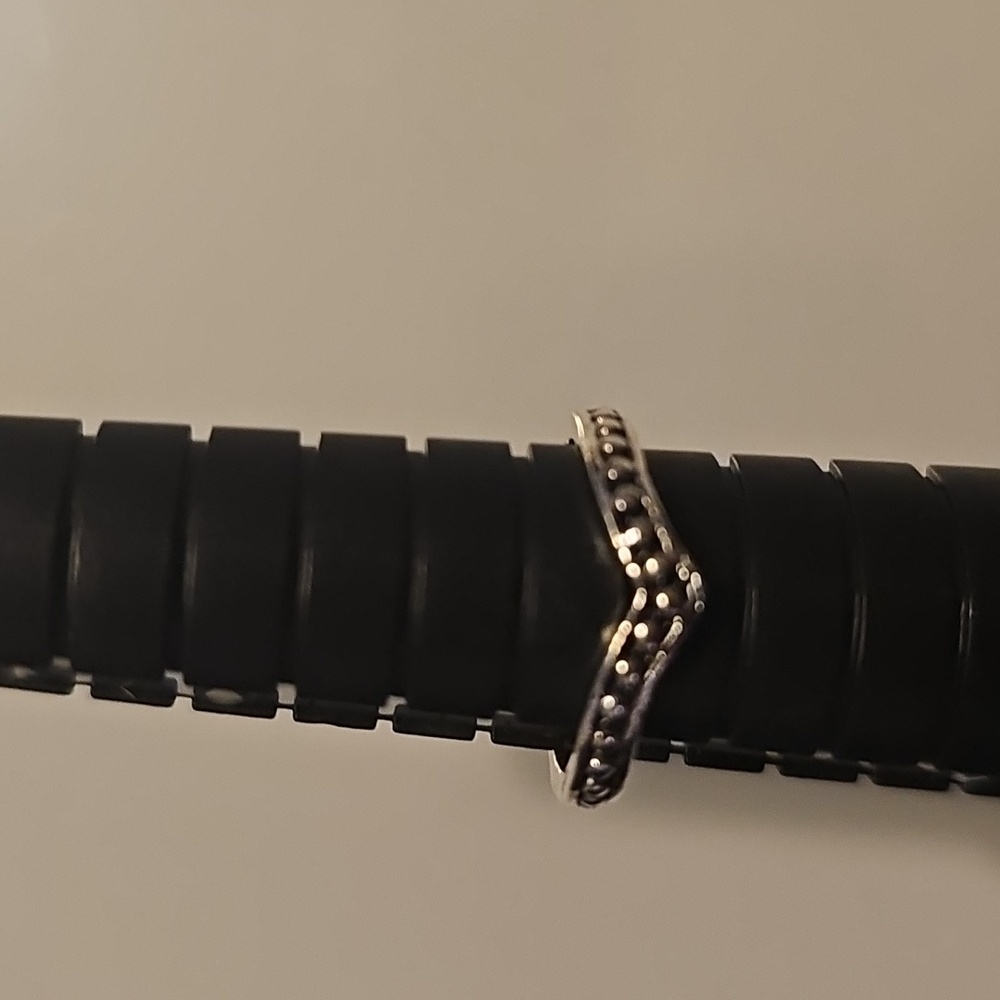 Silver  Tone Chevron Ring